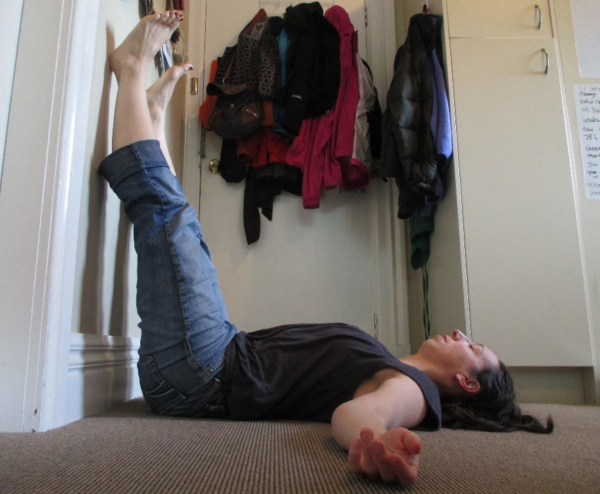 legs up the wall yoga pose at home