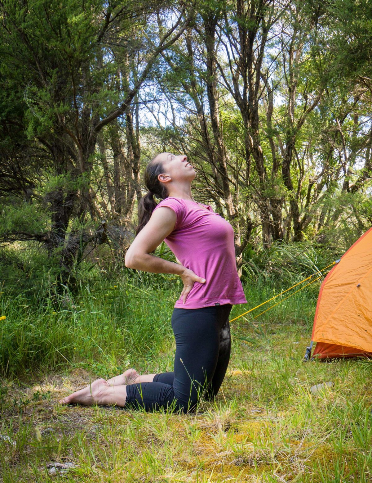 gentle version of yoga pose camel backbend