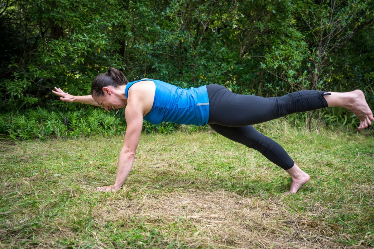 plank with one arm and leg lift