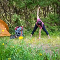 Wide leg forward bend with a twist