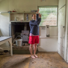 Arm stretch in eagle pose