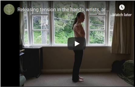 Screenshot of video on stretching arms