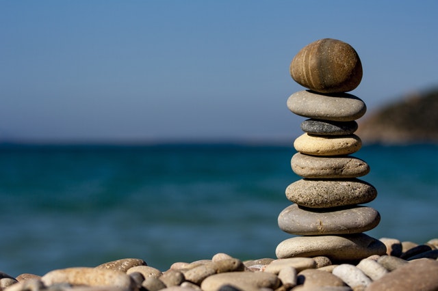 stack of pebbles on the beach