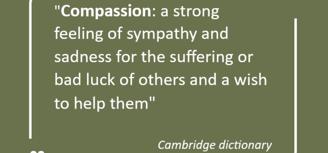text of the definition of compassion: a strong feeling of sympathy and sadness for the suffering or bad luck of others and a wish to help them, from the cambridge dictionary
